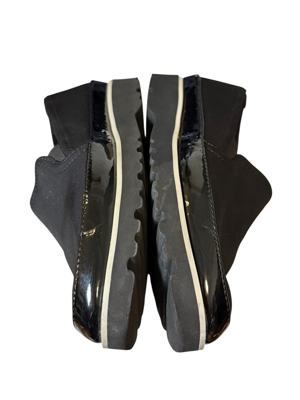 Donald Pliner Conner Black Stretch Fabric Patent Platform Loafers 6.5M - Picture 6 of 9